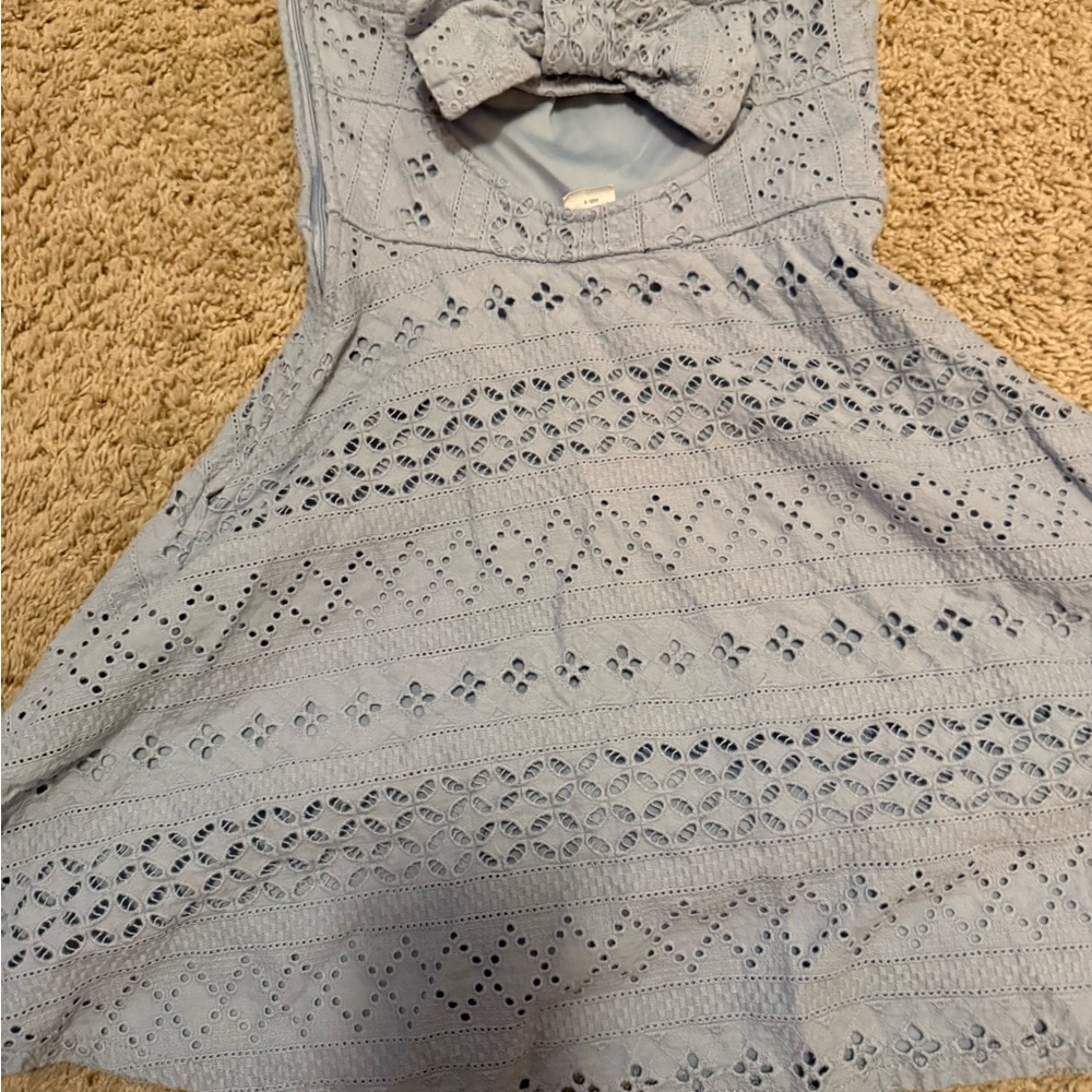 Elegant Blue Eyelet Dress